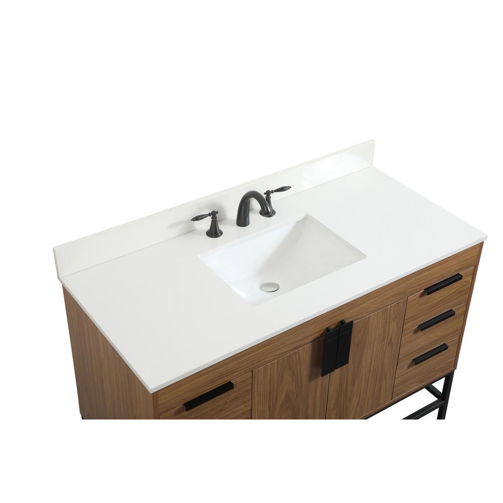 48 inch Single bathroom vanity in walnut brown with backsplash. Picture 10