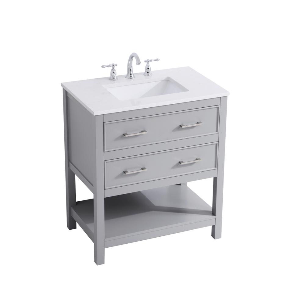 30 inch Single Bathroom Vanity in Grey. Picture 7