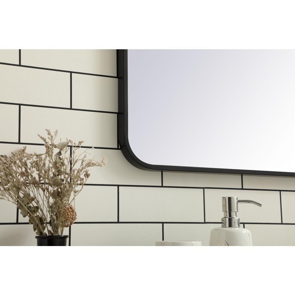 Soft corner metal rectangular mirror 36x40 inch in Black. Picture 4