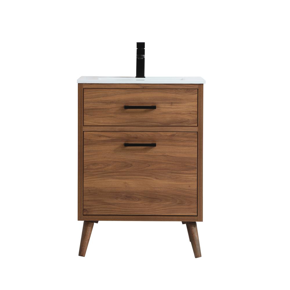24 inch bathroom vanity in walnut brown. Picture 1