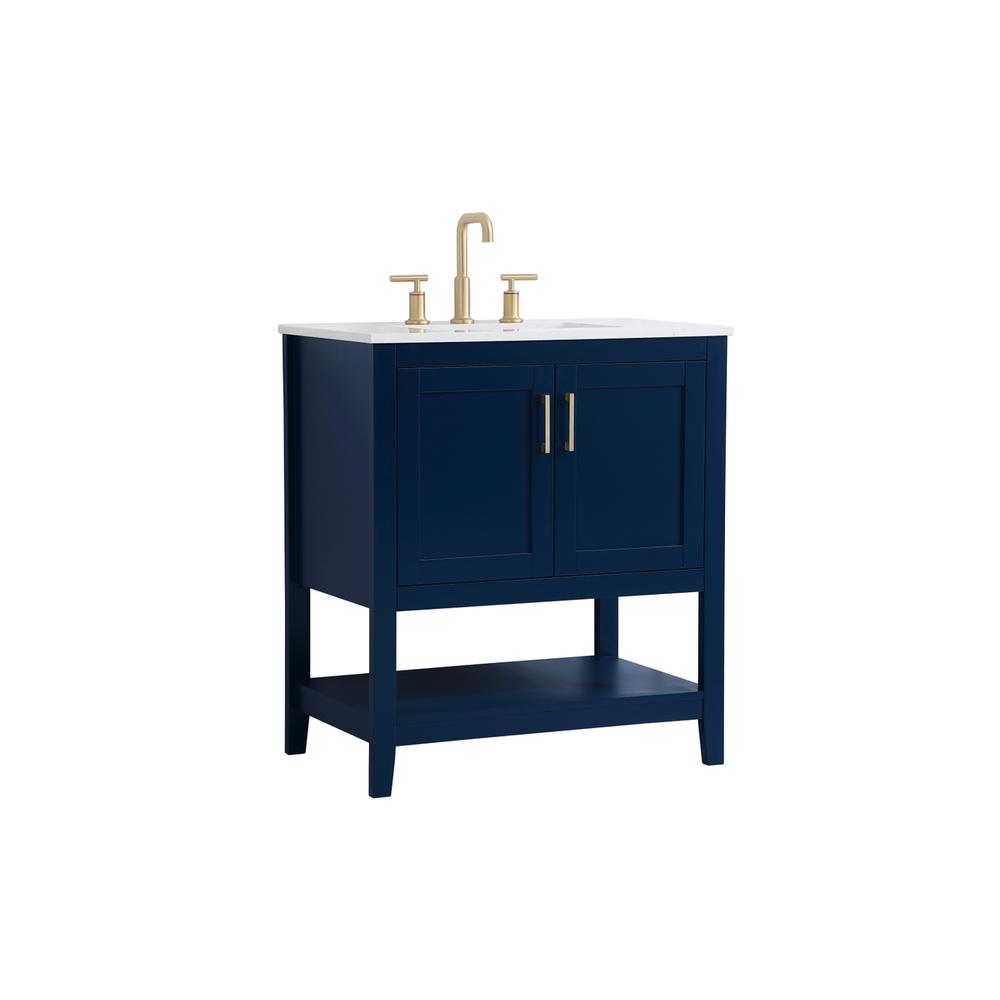 30 inch Single Bathroom Vanity in Blue. Picture 6