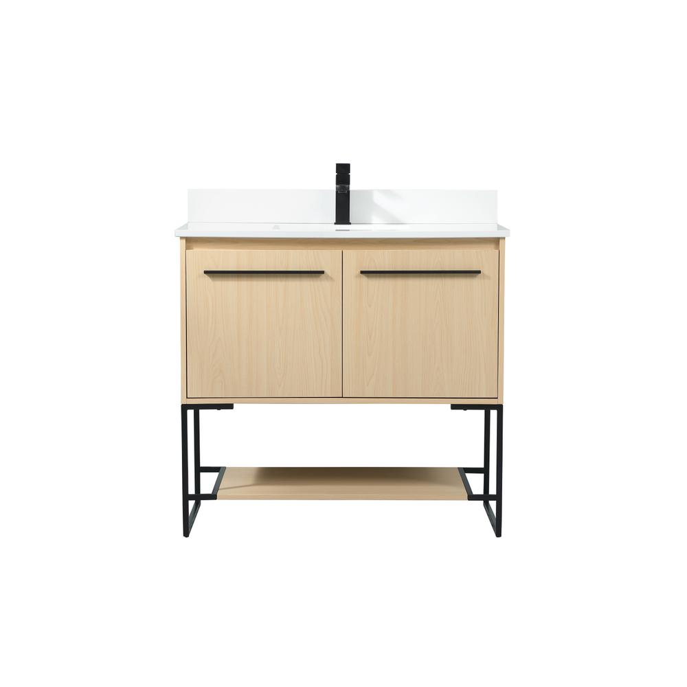 36 inch Single bathroom vanity in maple with backsplash. Picture 1
