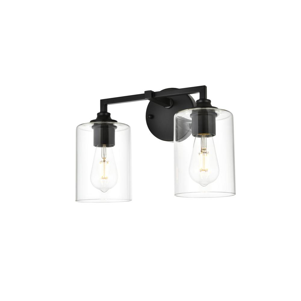 Mayson 2 light Black and Clear Bath Sconce. Picture 2