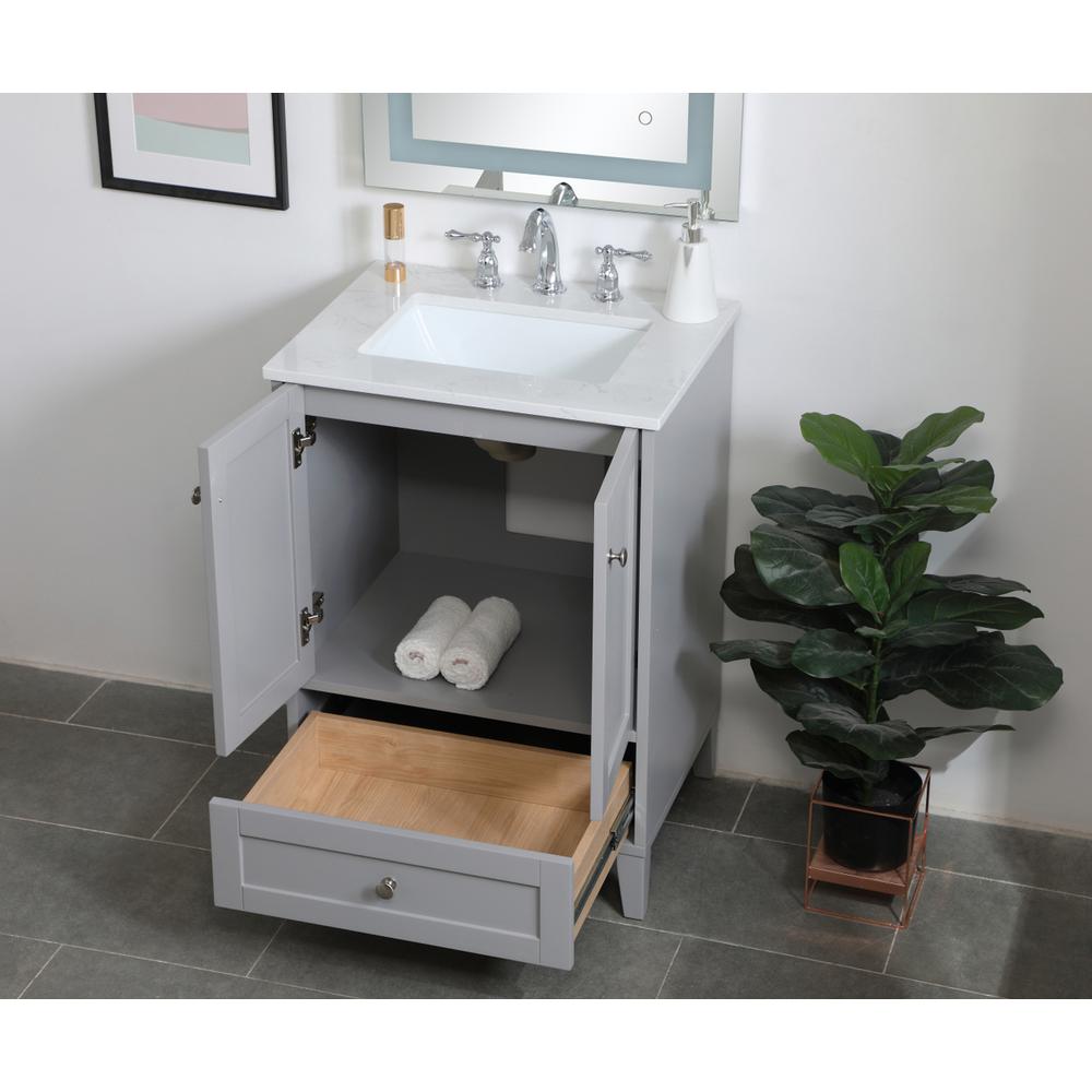 24 inch Single Bathroom Vanity in Grey. Picture 3
