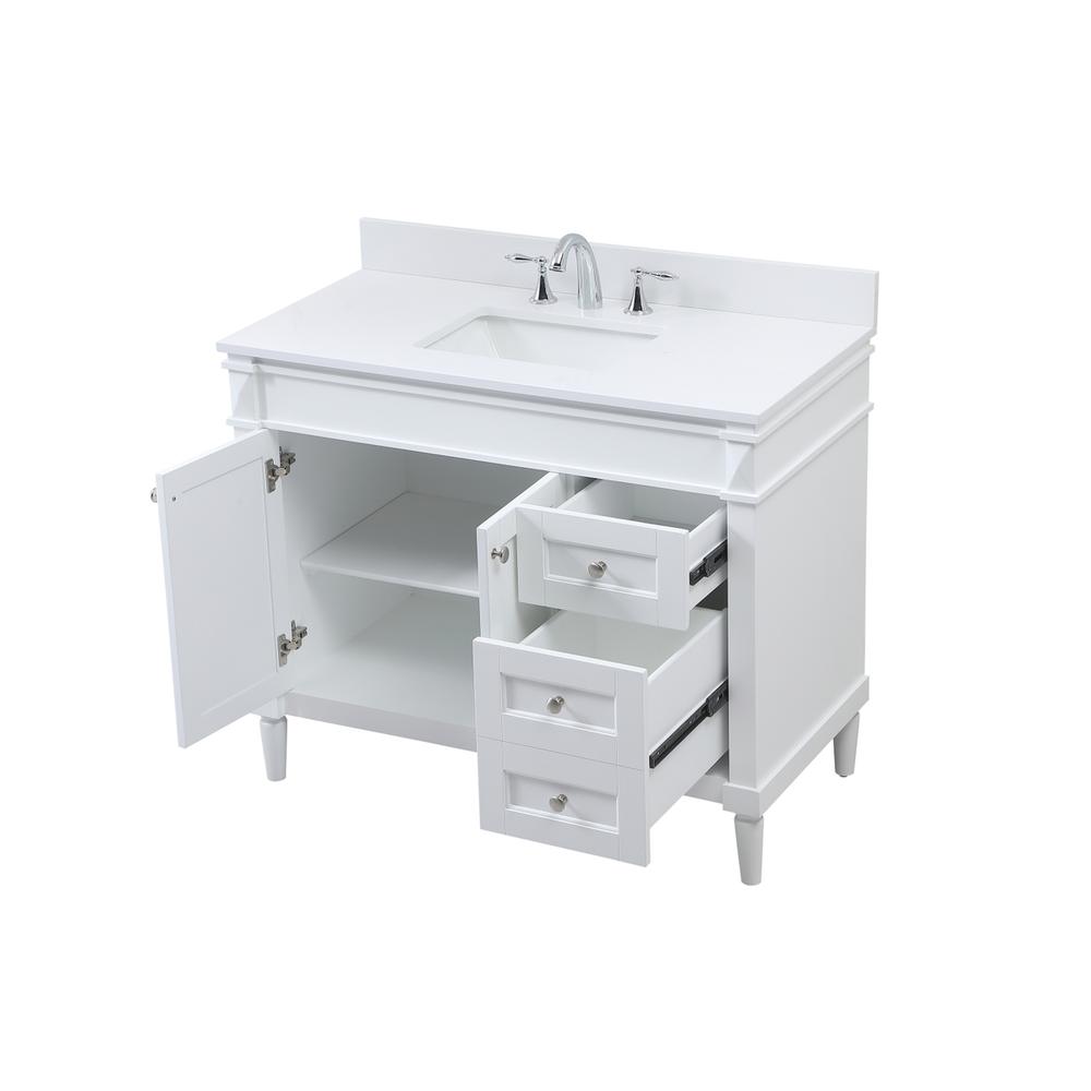 42 inch Single bathroom vanity in white with backsplash. Picture 9