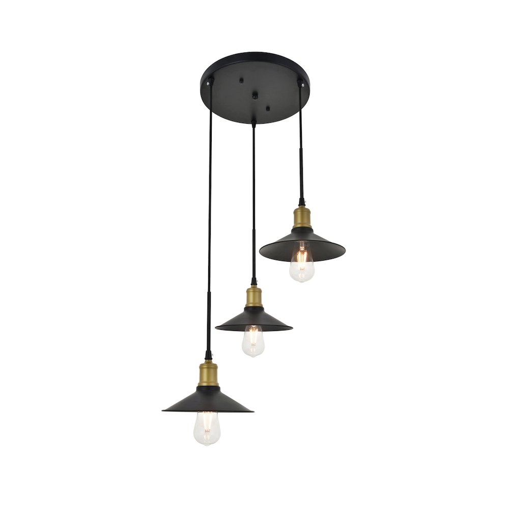 Etude 3 Light Brass And Black Pendant. Picture 4