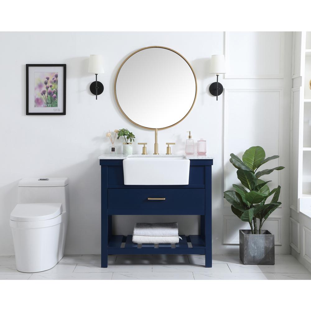 36 inch Single bathroom vanity in blue. Picture 4
