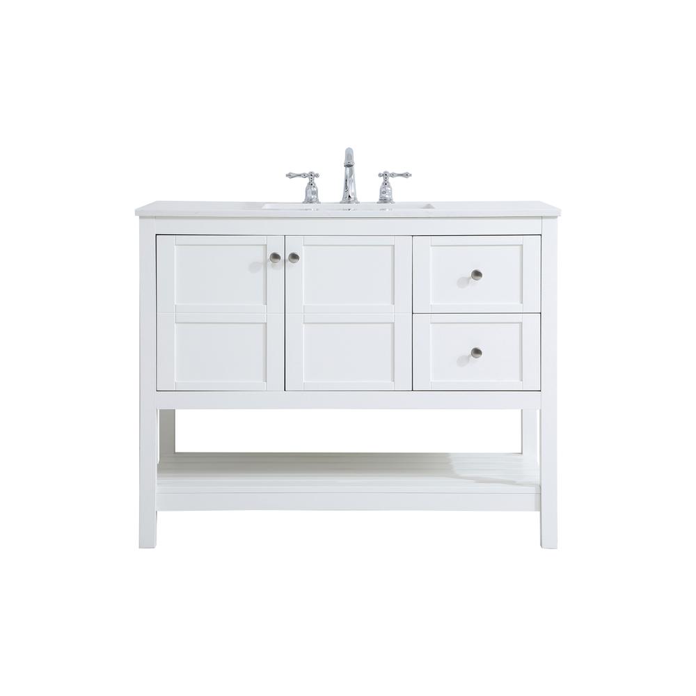 42 inch Single Bathroom Vanity in White. Picture 1