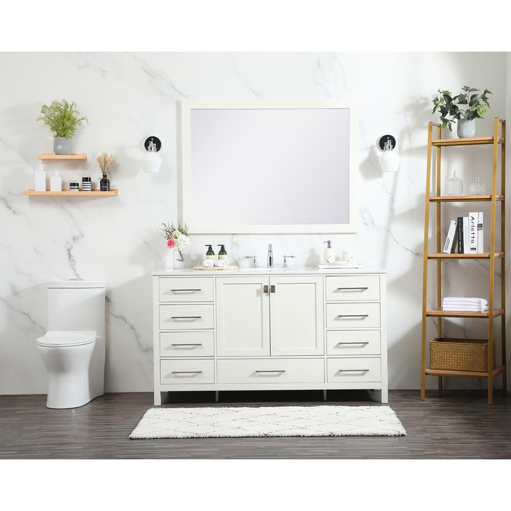 60 inch Single bathroom vanity in white. Picture 4