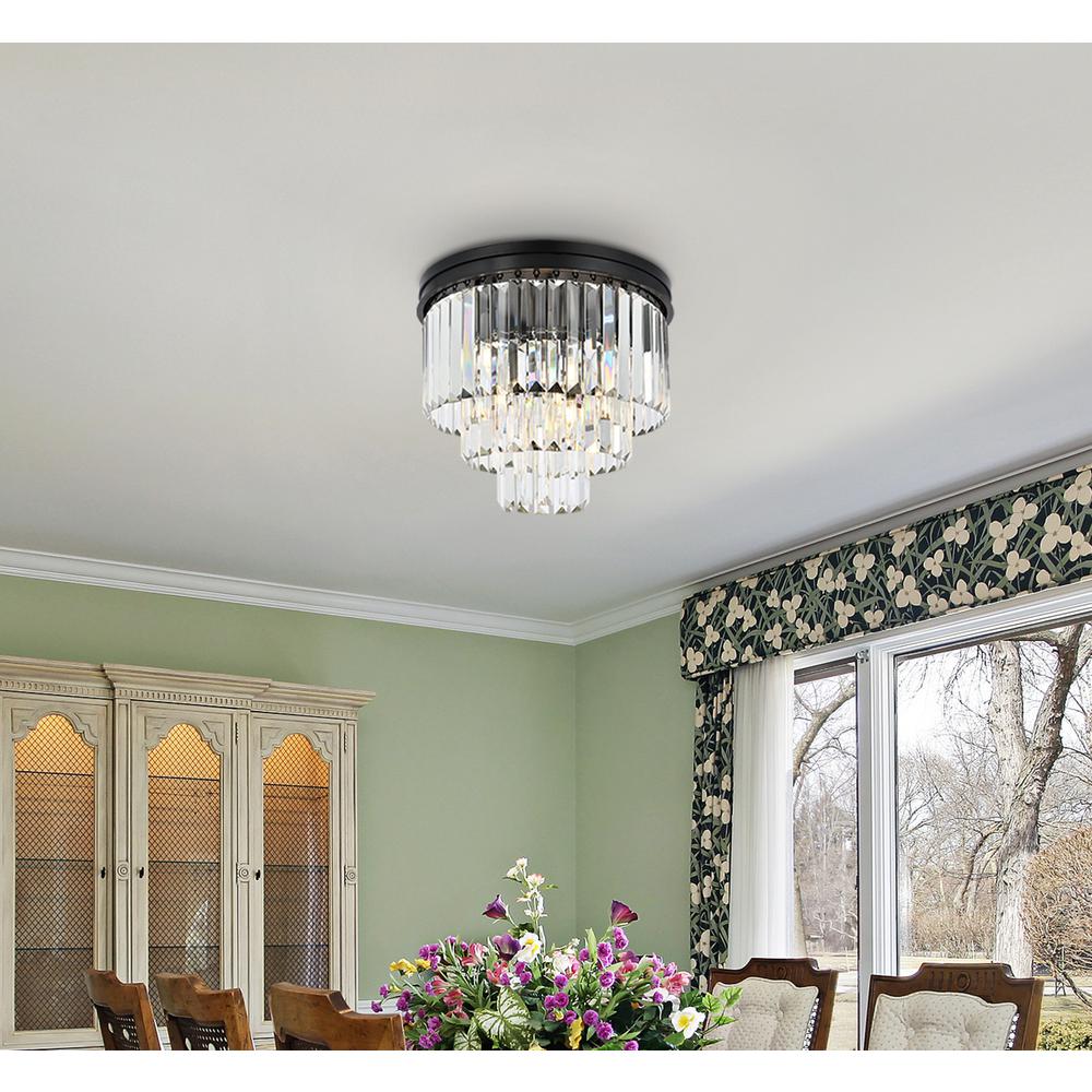 Sydney 9 light Matte Black Flush Mount Clear Royal Cut Crystal. Picture 8