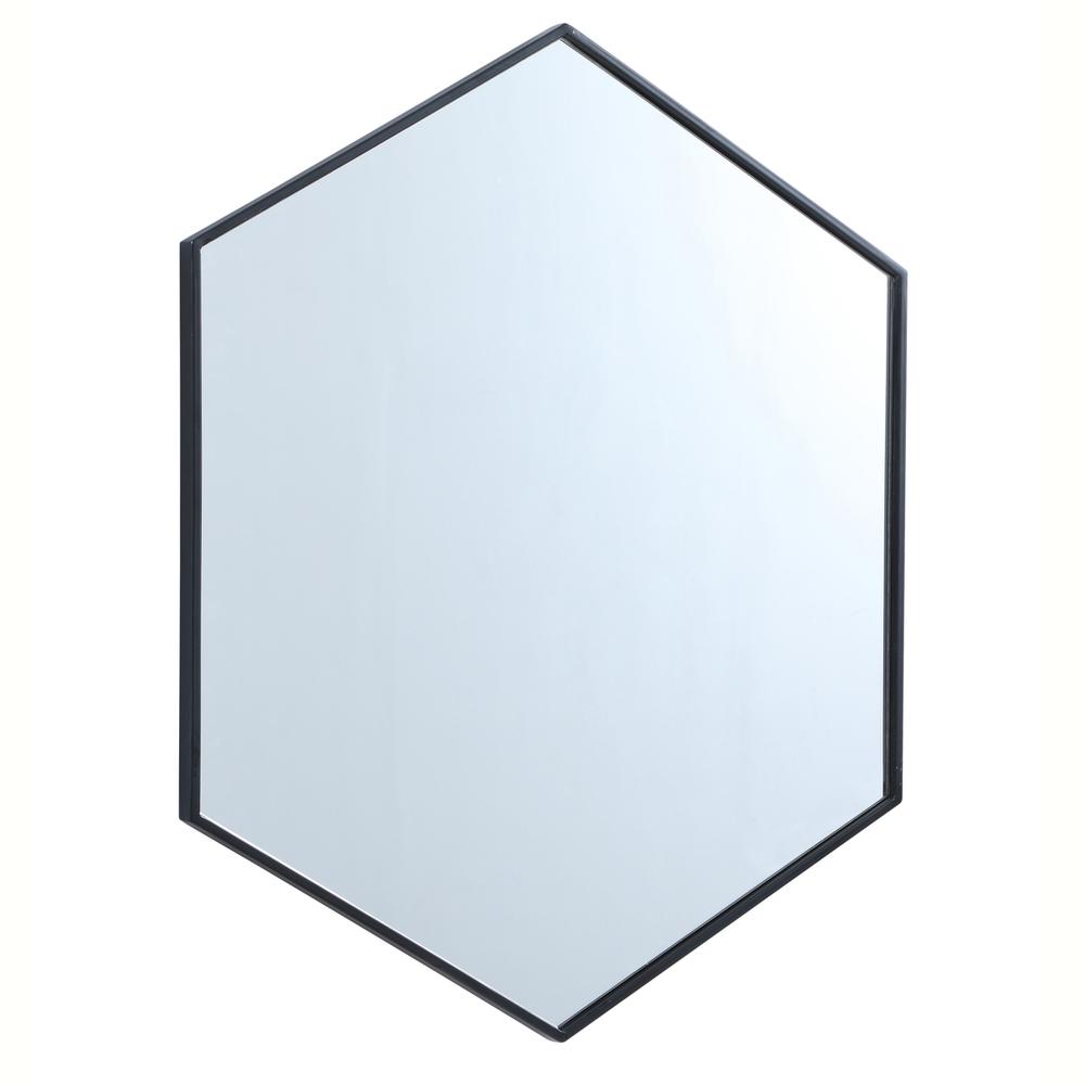 Metal frame hexagon mirror 38 inch in Black. Picture 4