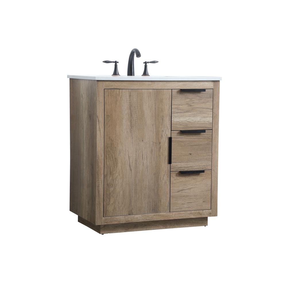 30 Inch SIngle Bathroom Vanity In Natural Oak. Picture 7