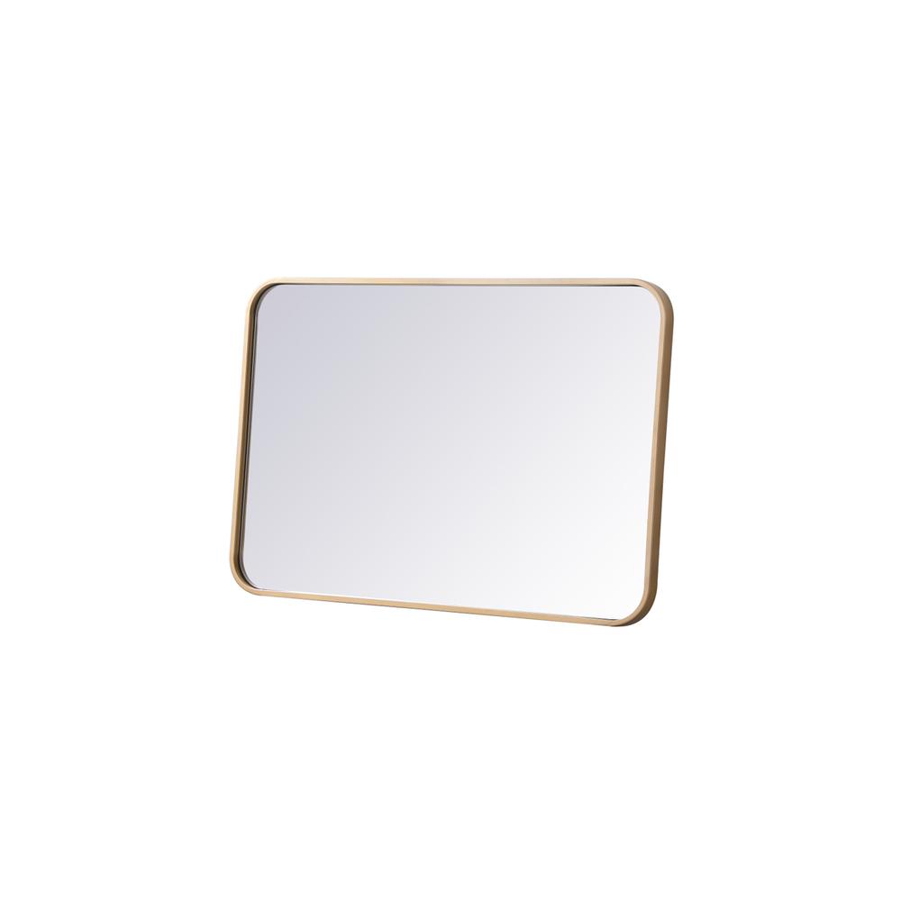 Soft corner metal rectangular mirror 20x30 inch in  Brass. Picture 7
