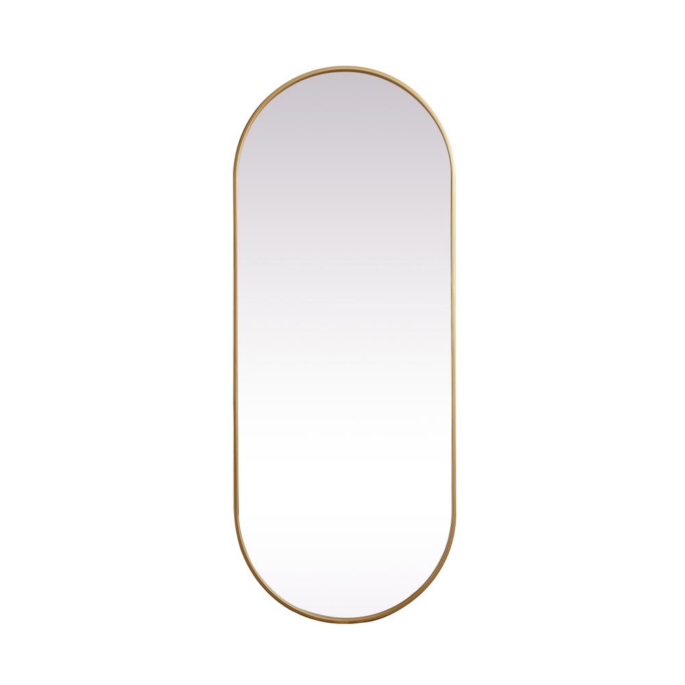 Metal Frame Oval Mirror 24x60 Inch in Brass. Picture 1