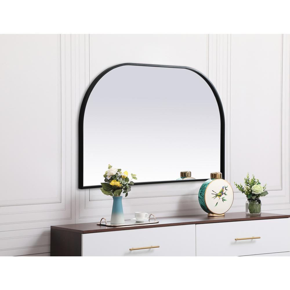 Metal Frame Arch Mirror 39x24 Inch in Black. Picture 2