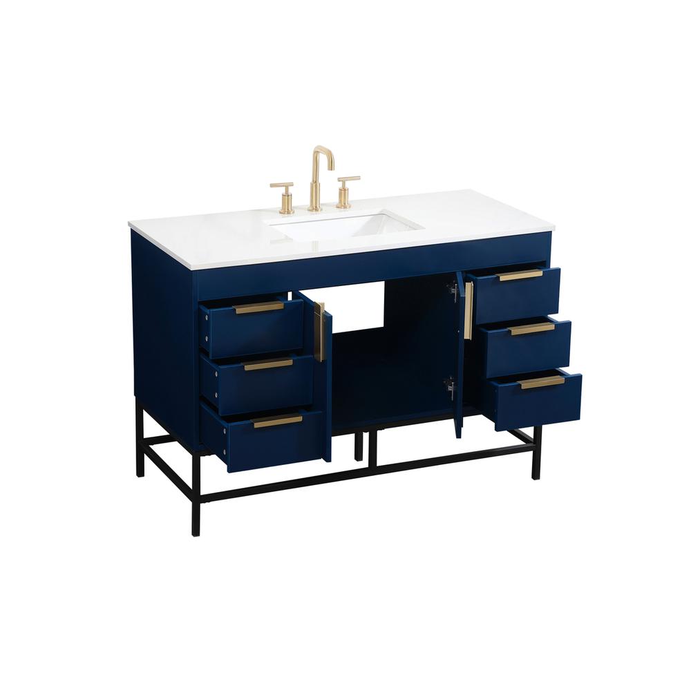 48 inch Single bathroom vanity in blue. Picture 9