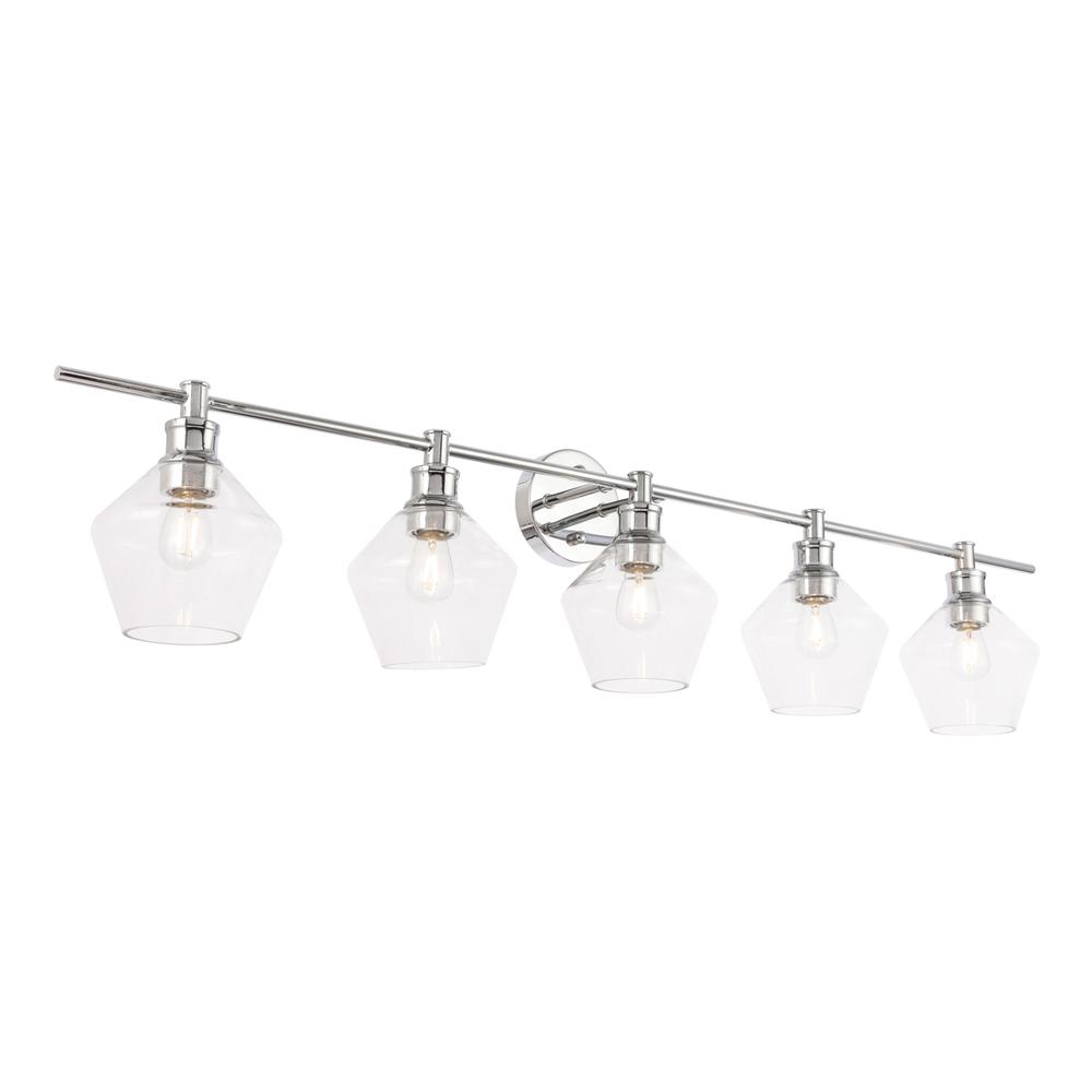 Gene 5 light Chrome and Clear  glass Wall sconce. Picture 13