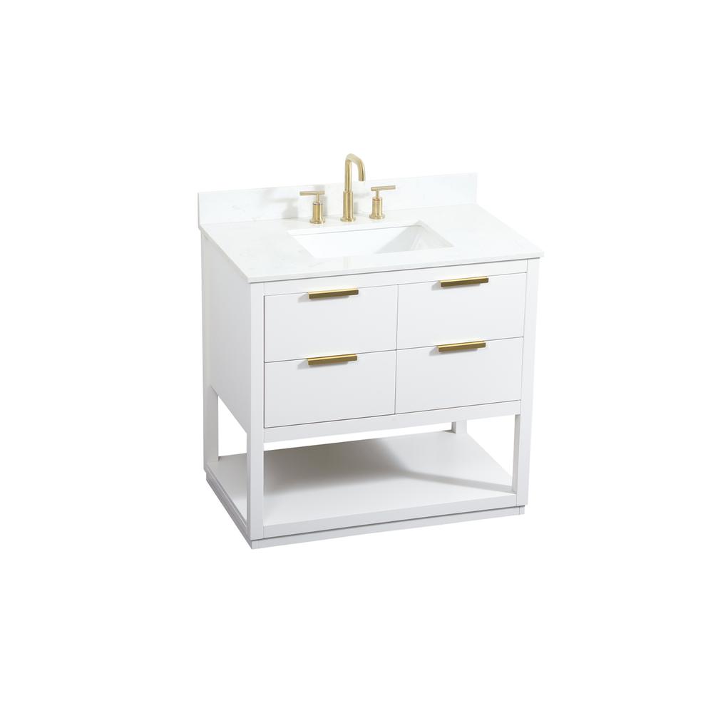 36 inch Single bathroom vanity in white with backsplash. Picture 8