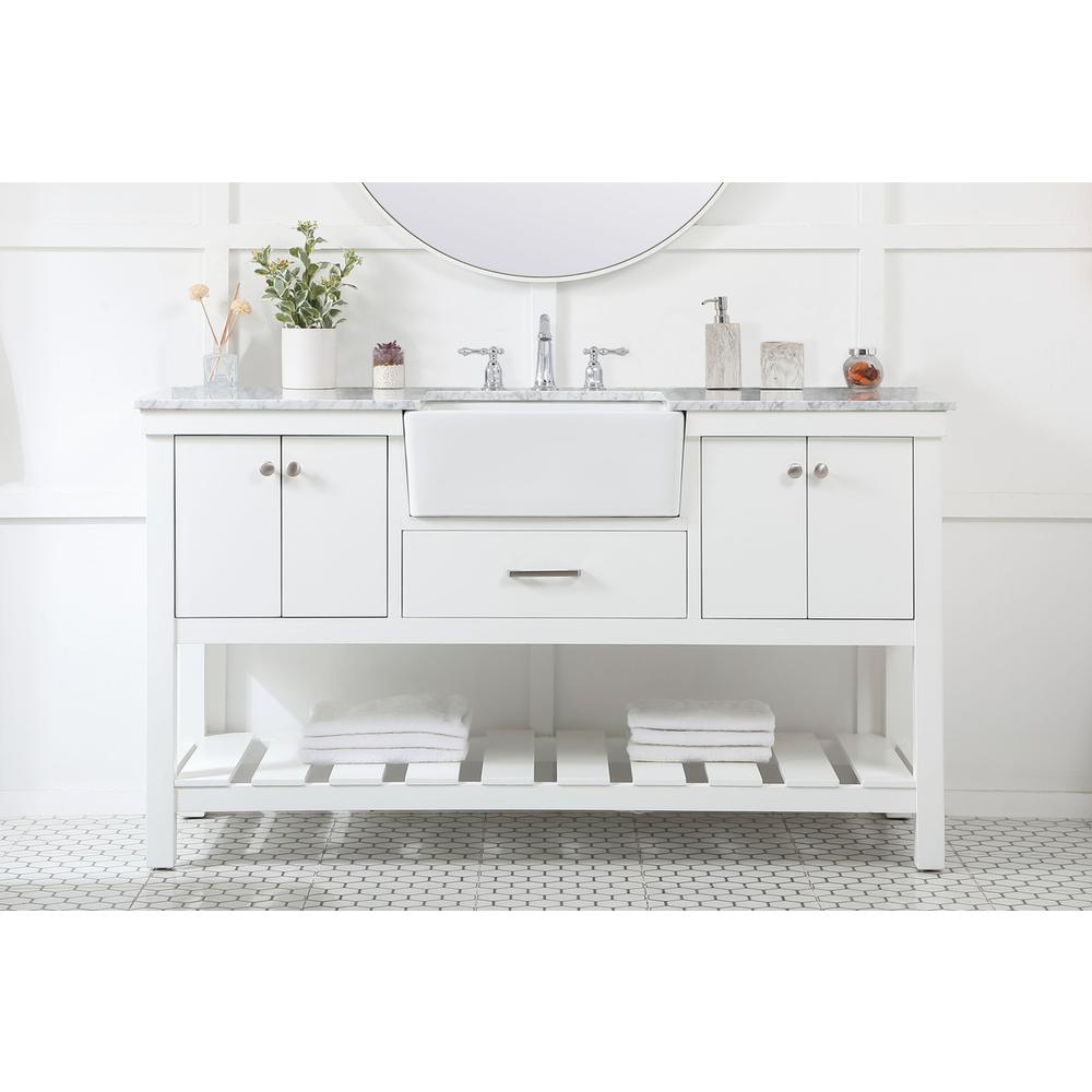 60 inch Single bathroom vanity in white. Picture 14