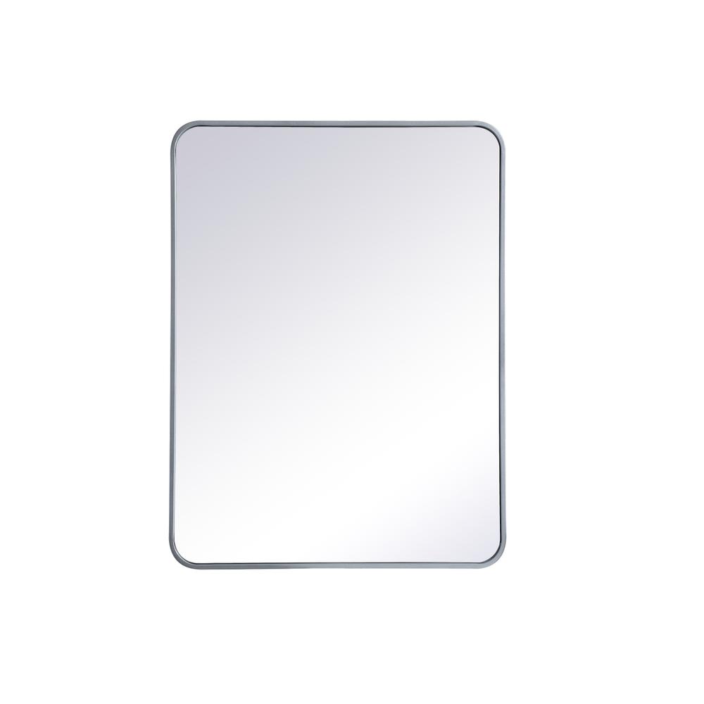 Soft corner metal rectangular mirror 27x36 inch in Silver. Picture 6