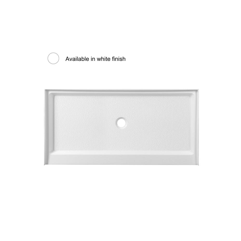 60x30 inch Single threshold shower tray center drain in glossy white. Picture 12