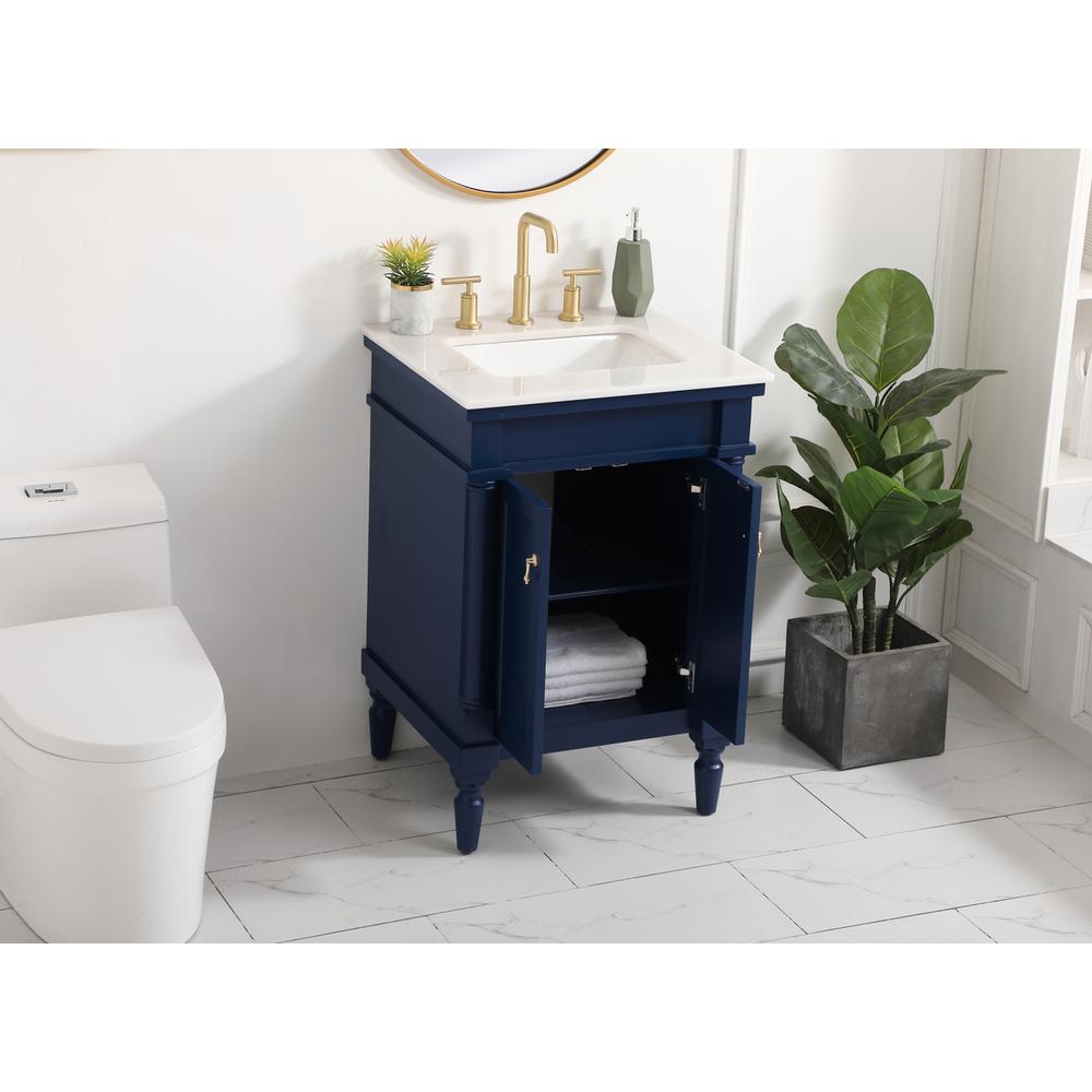 24 inch Single bathroom vanity in blue. Picture 3