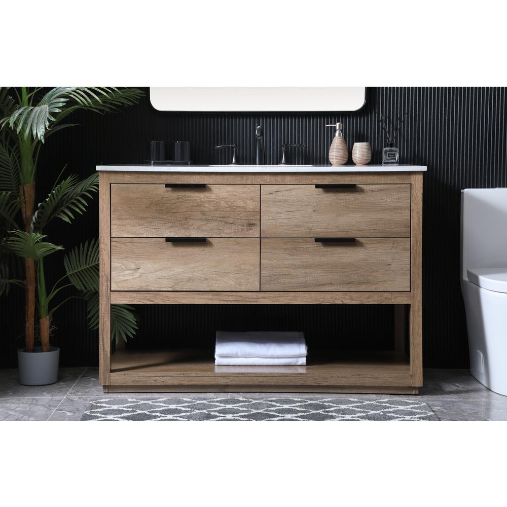 48 Inch SIngle Bathroom Vanity In Natural Oak. Picture 14
