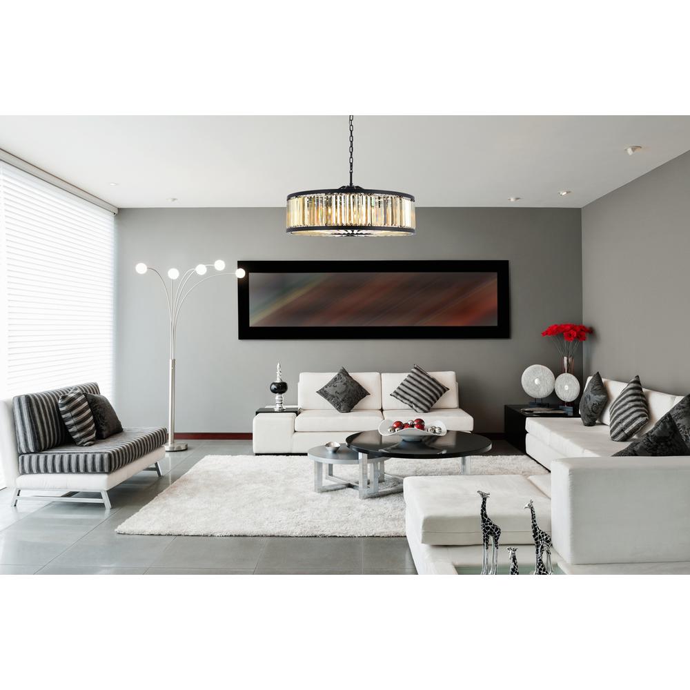 Chelsea 10 light Matte Black Chandelier Golden Teak (Smoky) Royal Cut Crystal. Picture 7