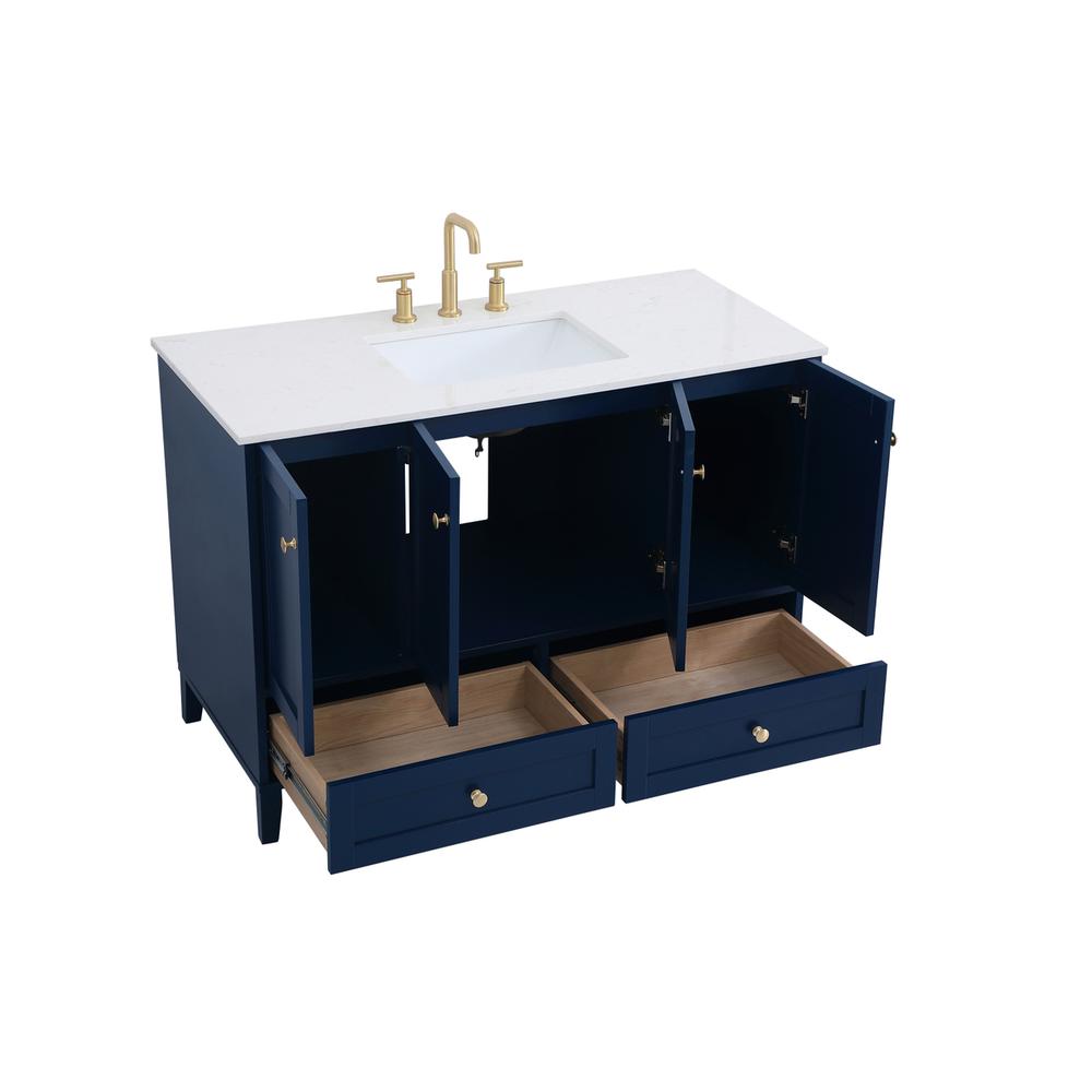 48 inch Single Bathroom Vanity in Blue. Picture 8