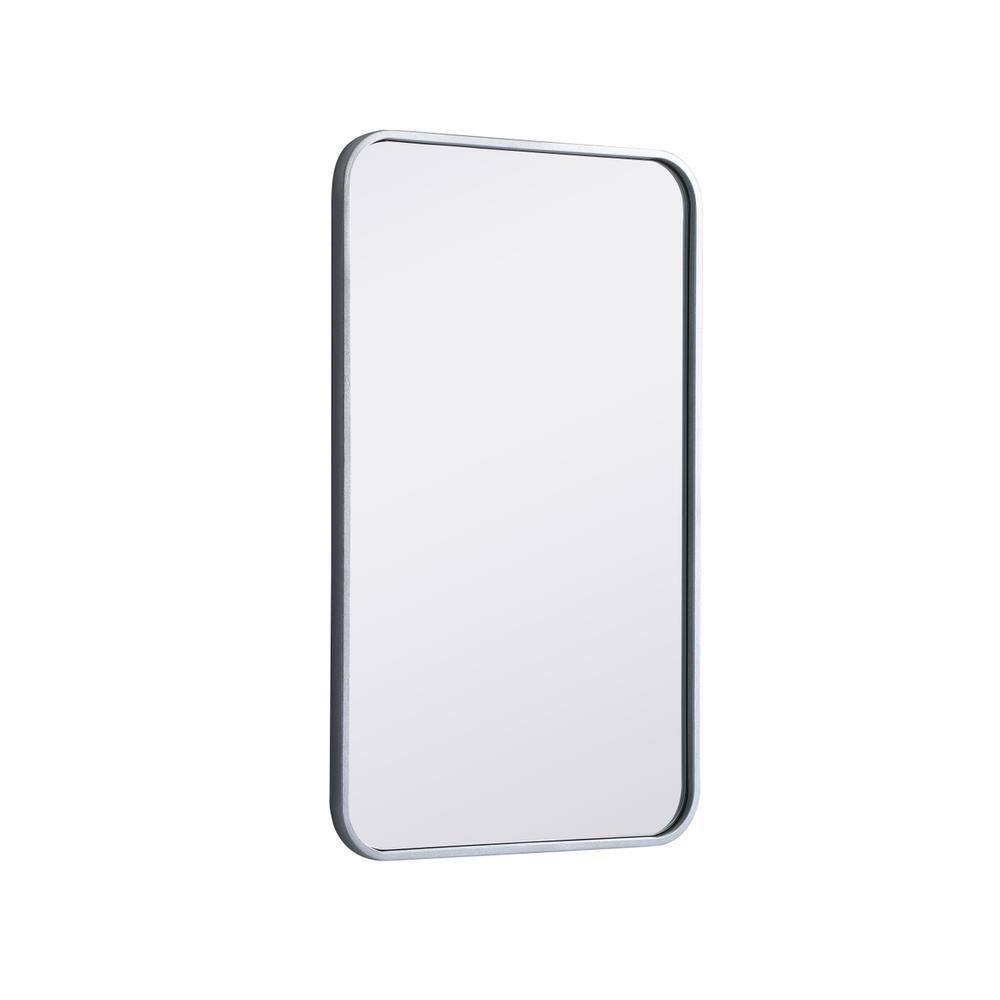 Soft corner metal rectangular mirror 18x30 inch in Silver. Picture 5