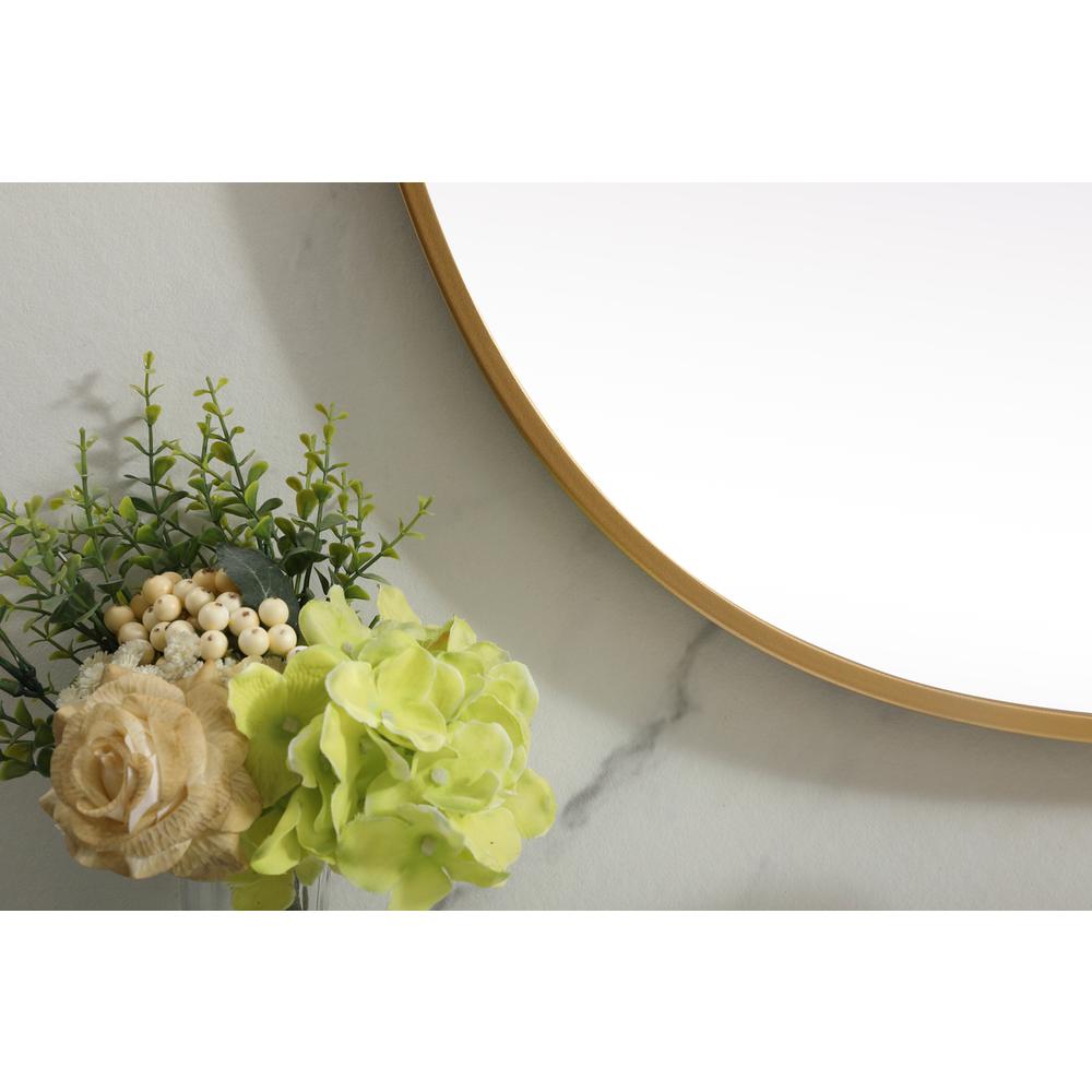 Metal Frame Oval Mirror 27x36 Inch in Brass. Picture 5