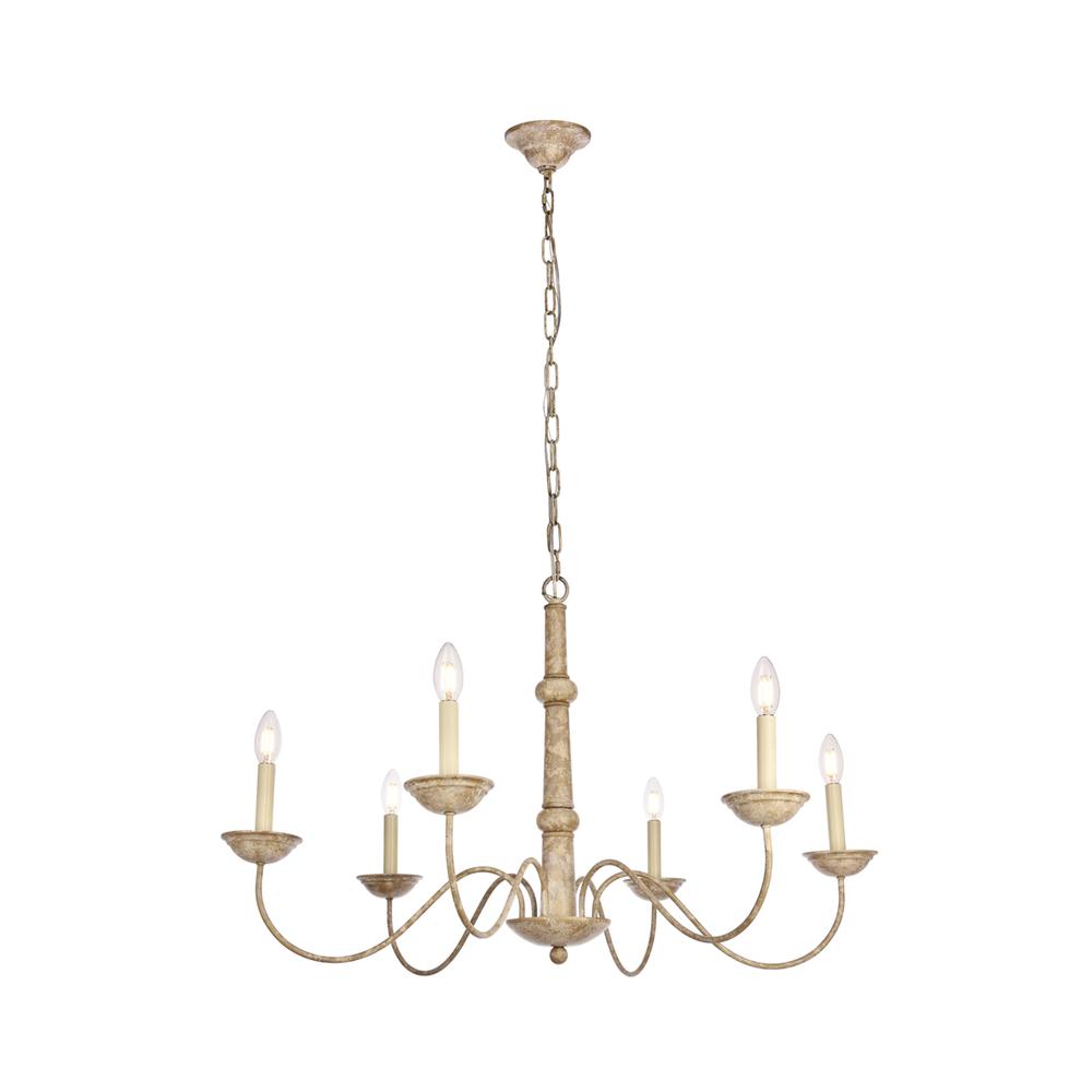 Merritt Collection Chandelier D35 H21.6 Lt:6 Weathered Dove Finish. Picture 2
