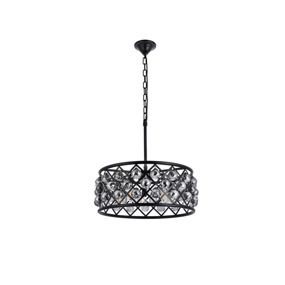 Madison 5 light Matte Black Chandelier Silver Shade (Grey) Royal Cut Crystal. Picture 6