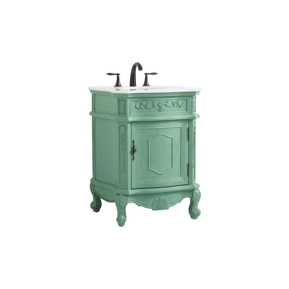 24 inch Single Bathroom vanity in vintage mint. Picture 7