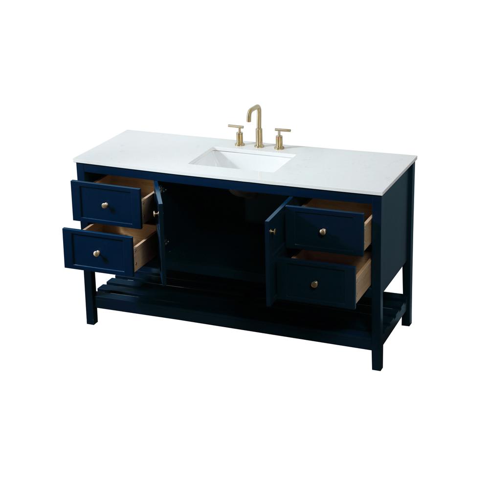60 inch Single bathroom vanity in blue. Picture 9