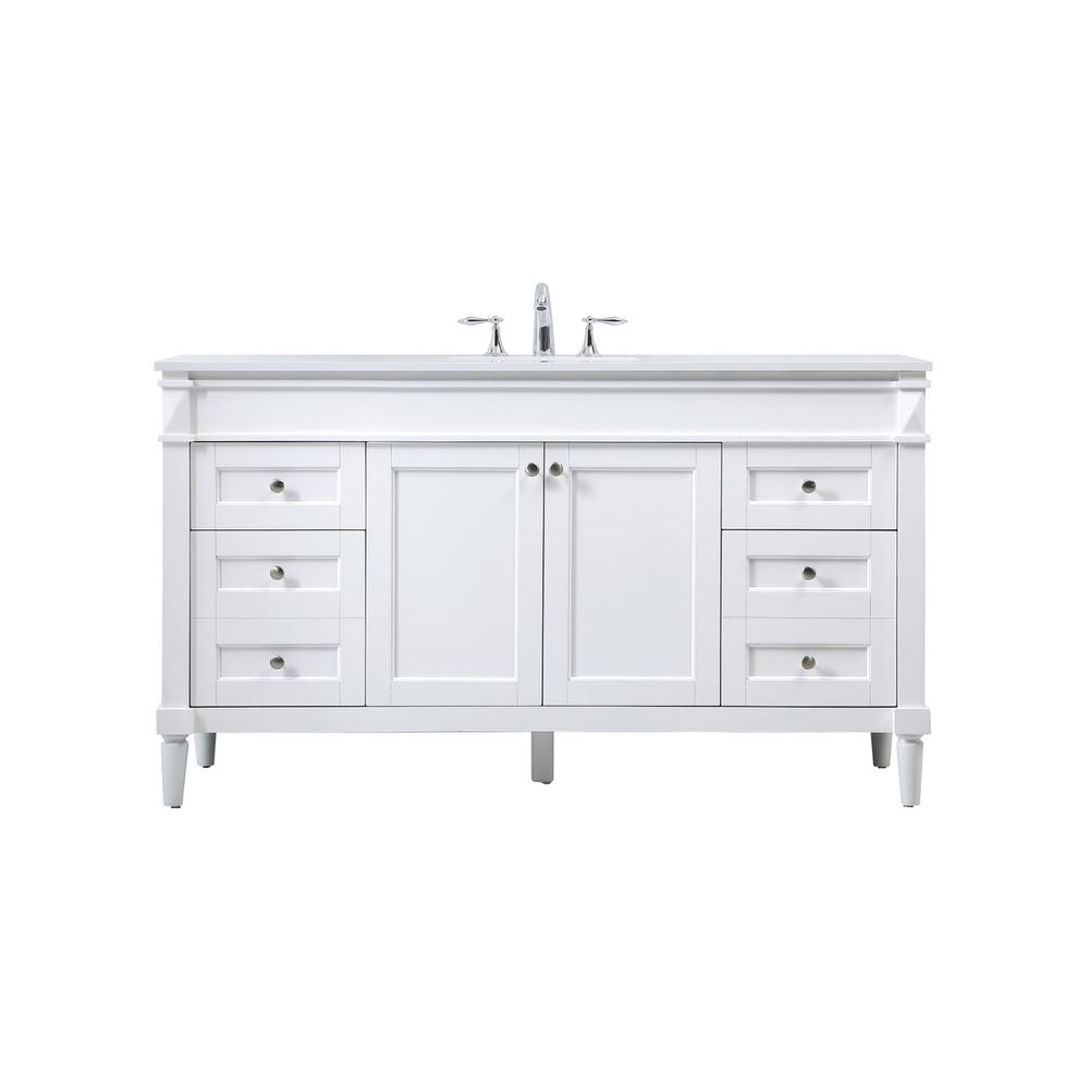 60 inch Single bathroom vanity in white. Picture 1