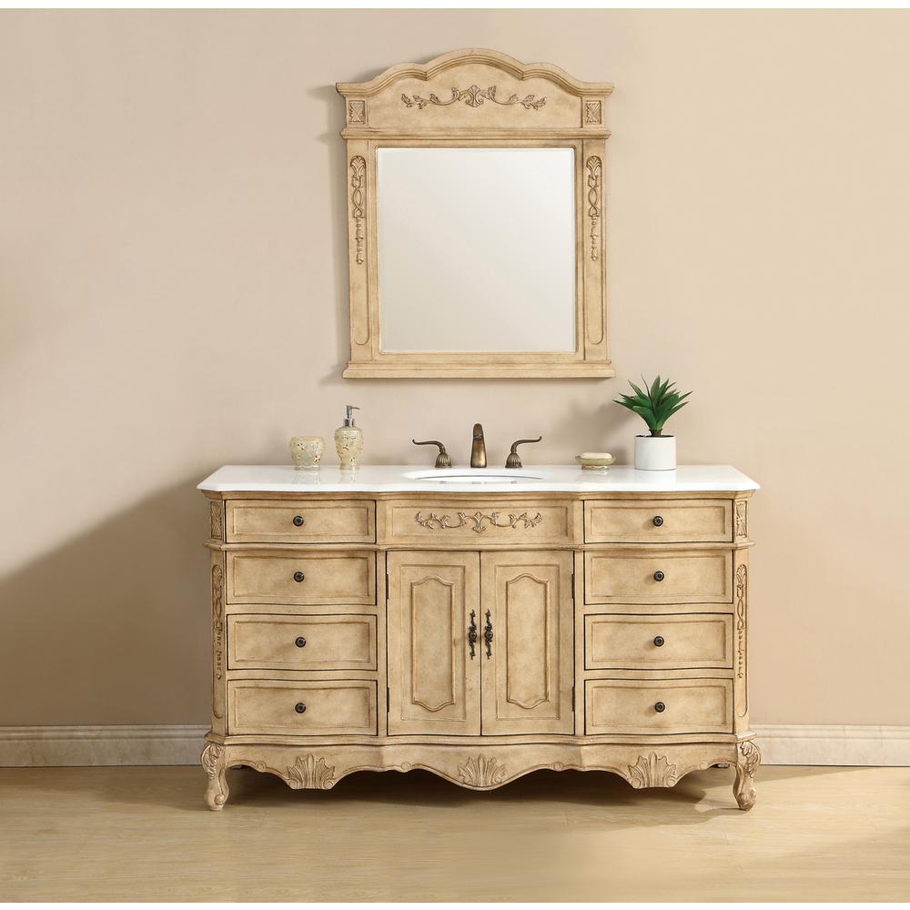 60 inch Single Bathroom vanity In Antique Beige. Picture 10