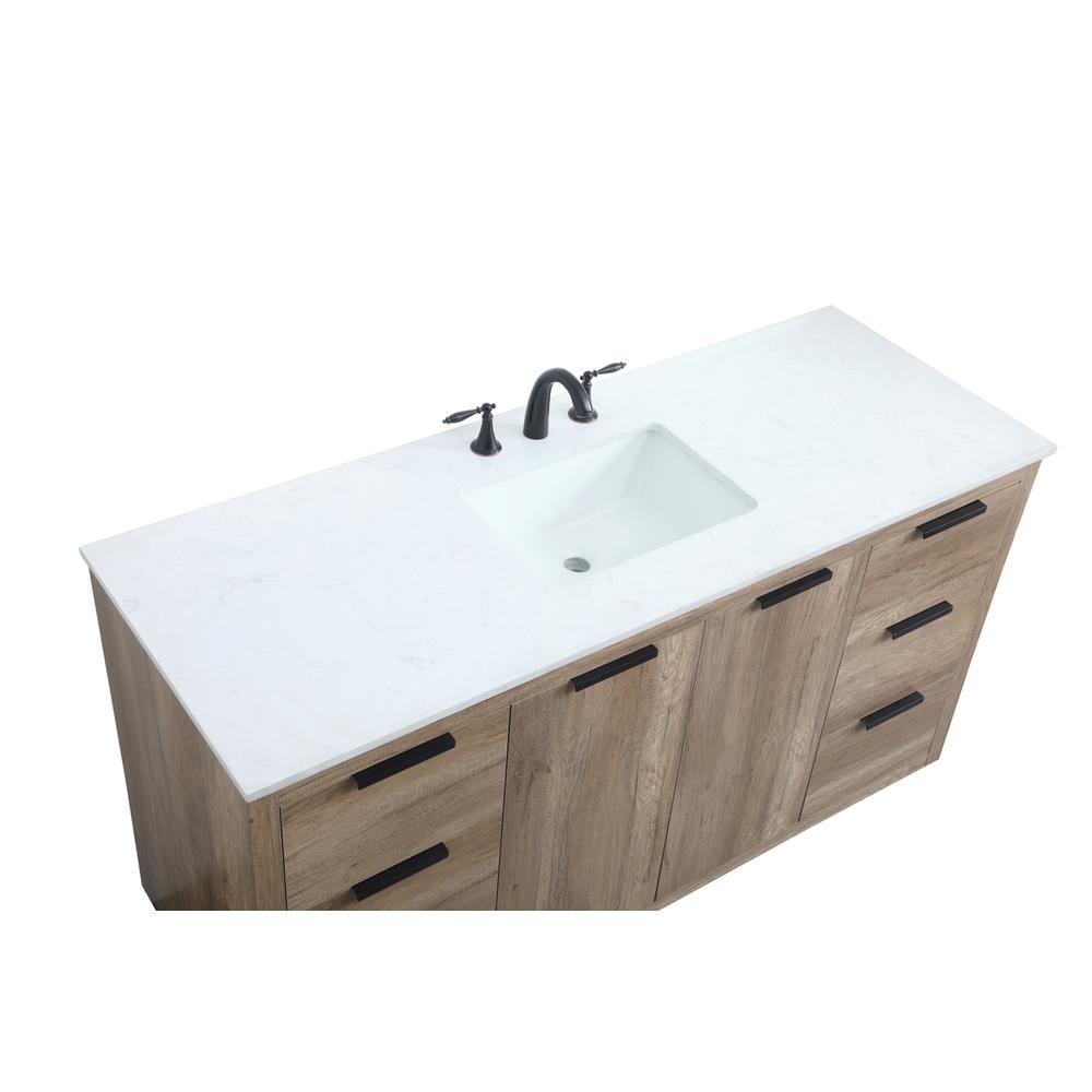 60 Inch SIngle Bathroom Vanity In Natural Oak. Picture 10