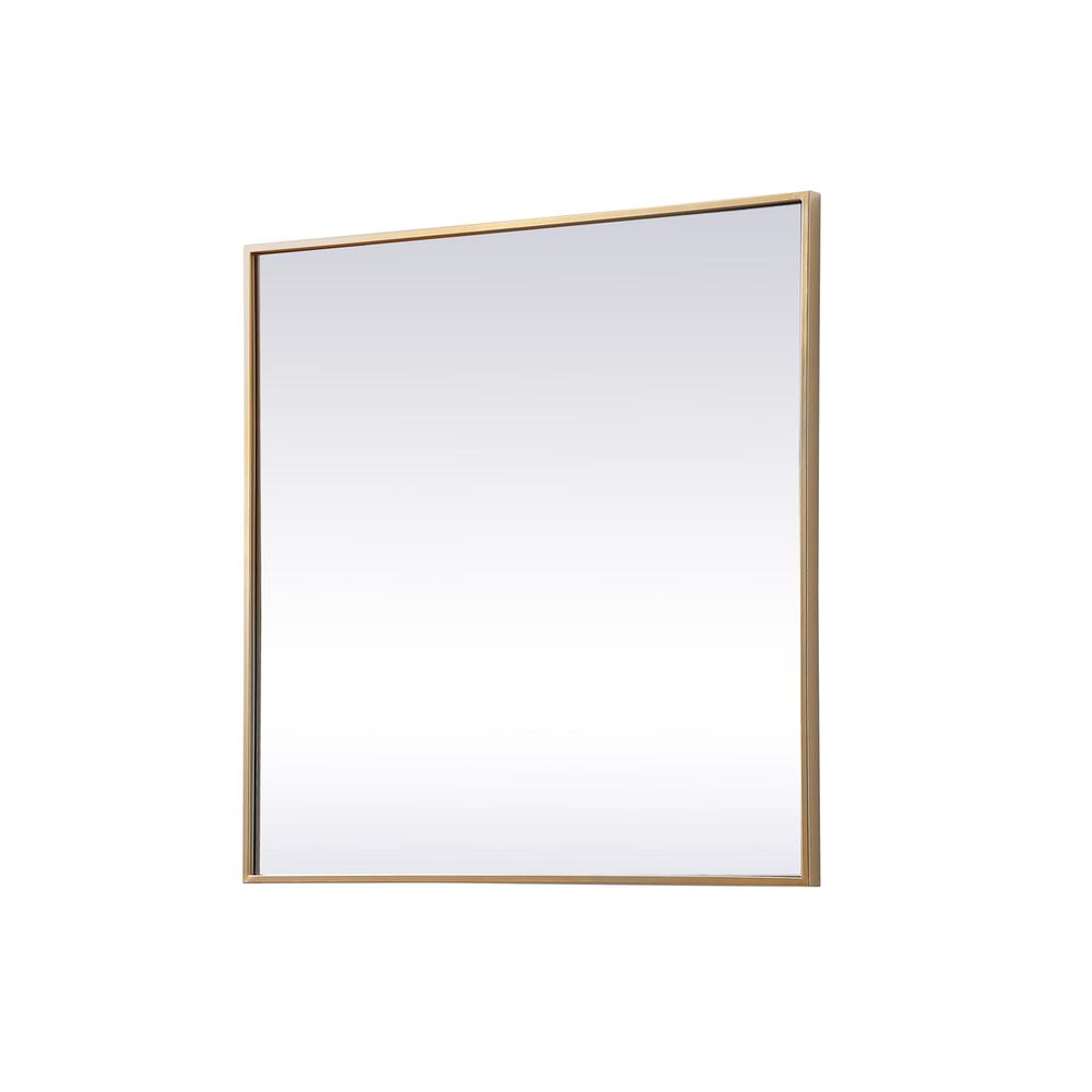 Metal Frame Square Mirror 30 inch in Brass. Picture 7