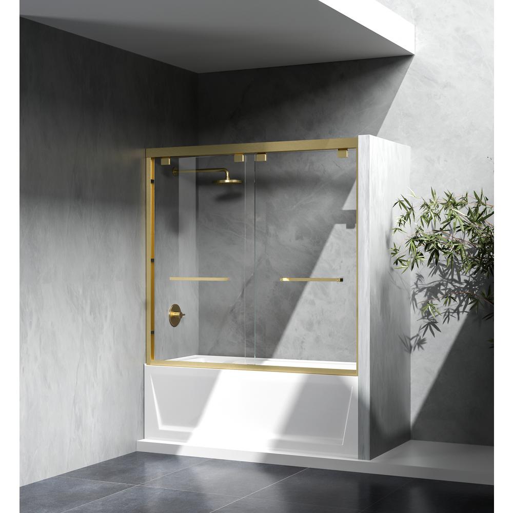 Semi-frameless tub door 60 x 60 Brushed Gold. Picture 3