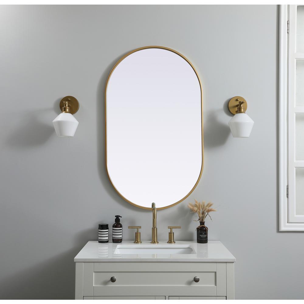 Metal Frame Oval Mirror 24x40 Inch in Brass. Picture 11