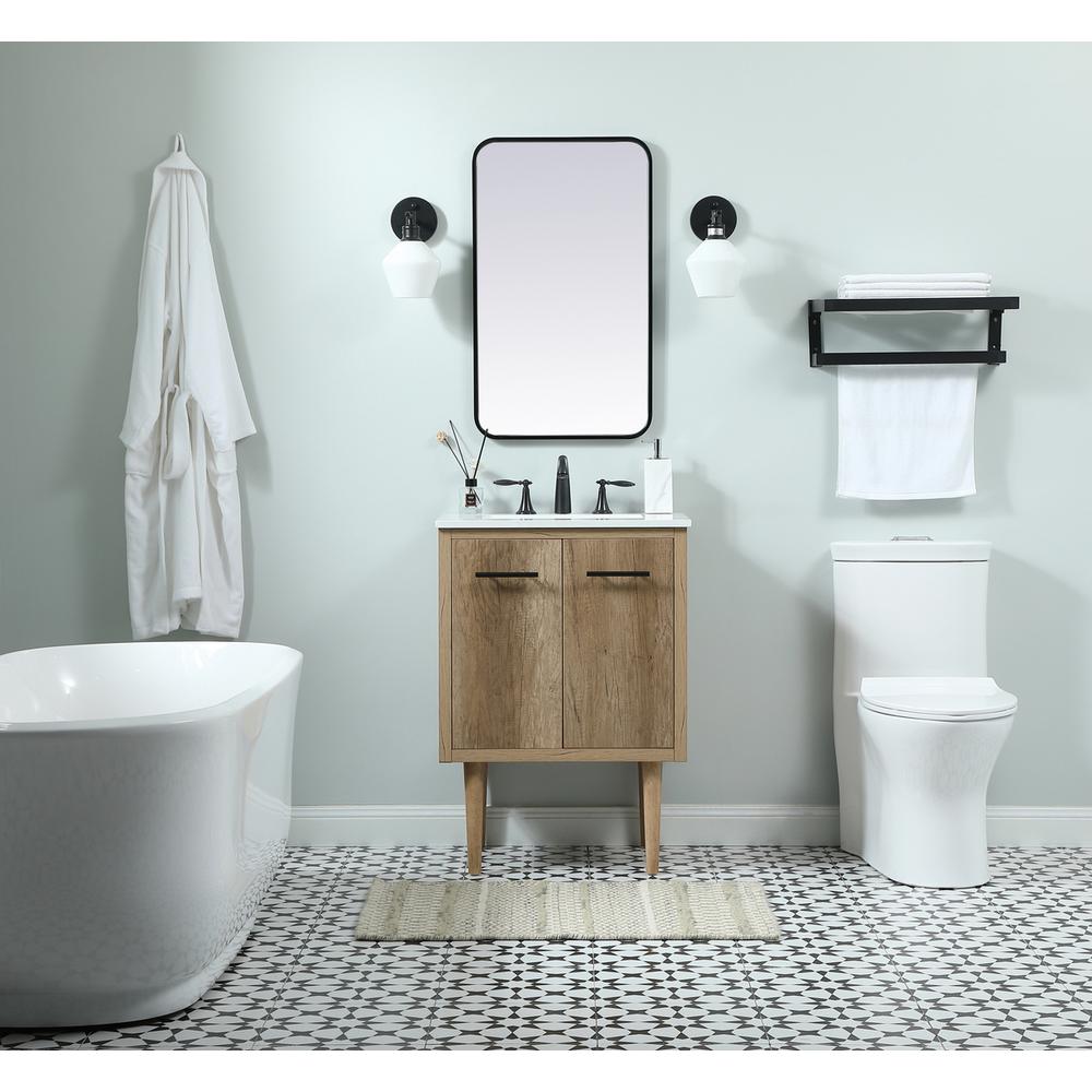 24 inch Single bathroom vanity in natural oak. Picture 4