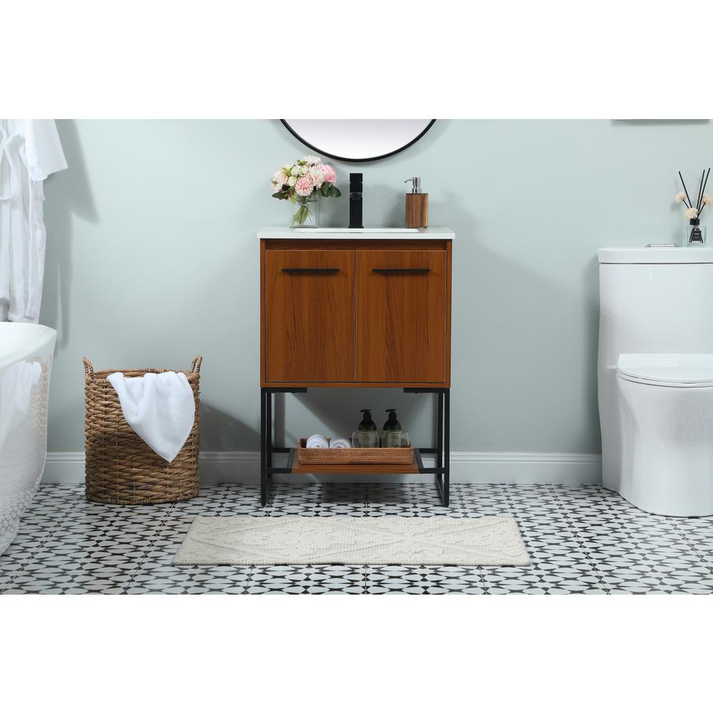 24 inch Single bathroom vanity in teak. Picture 14