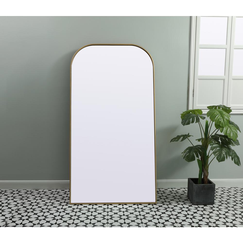 Metal Frame Arch Full Length Mirror 35x66 Inch in Brass. Picture 11