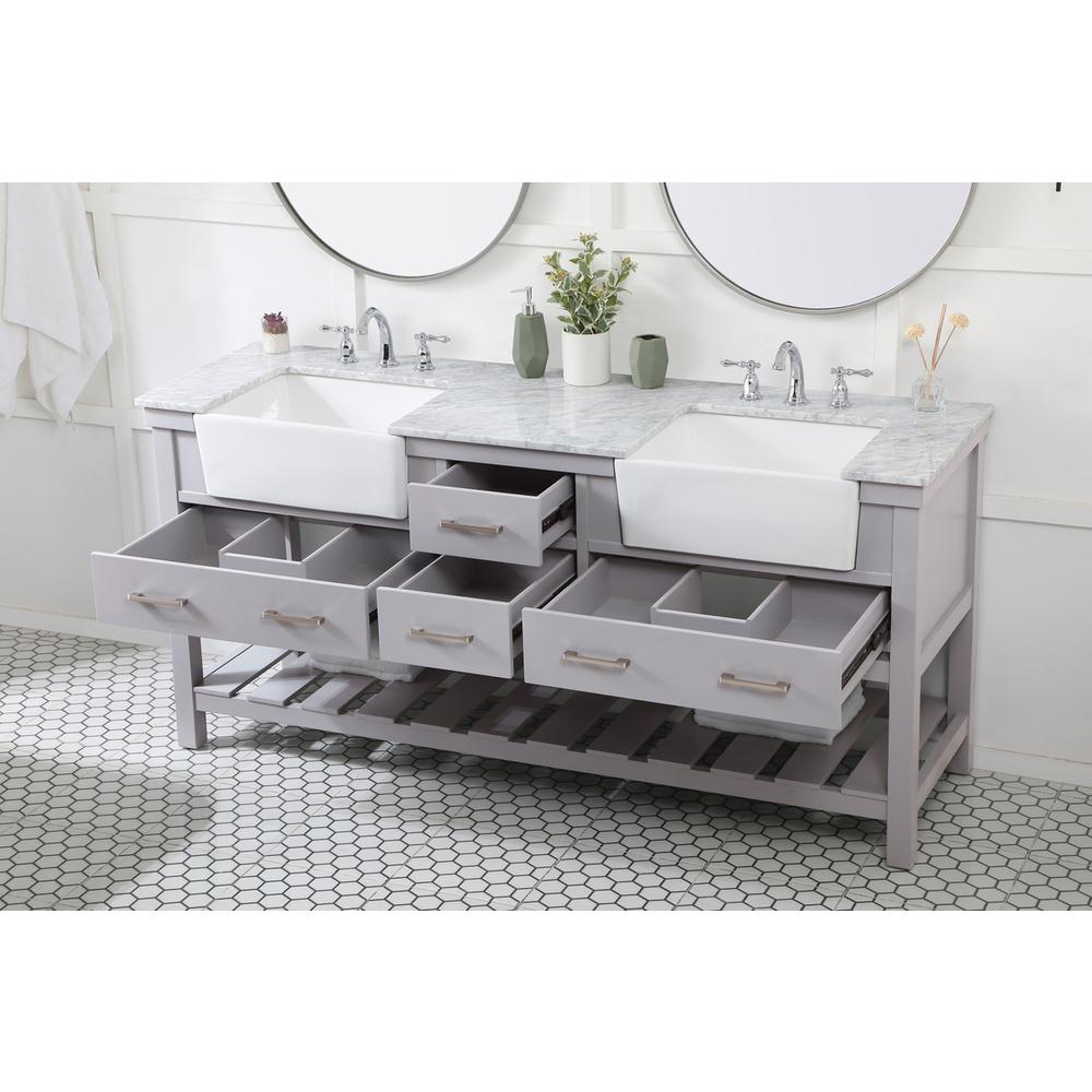 72 inch double bathroom vanity in grey. Picture 3