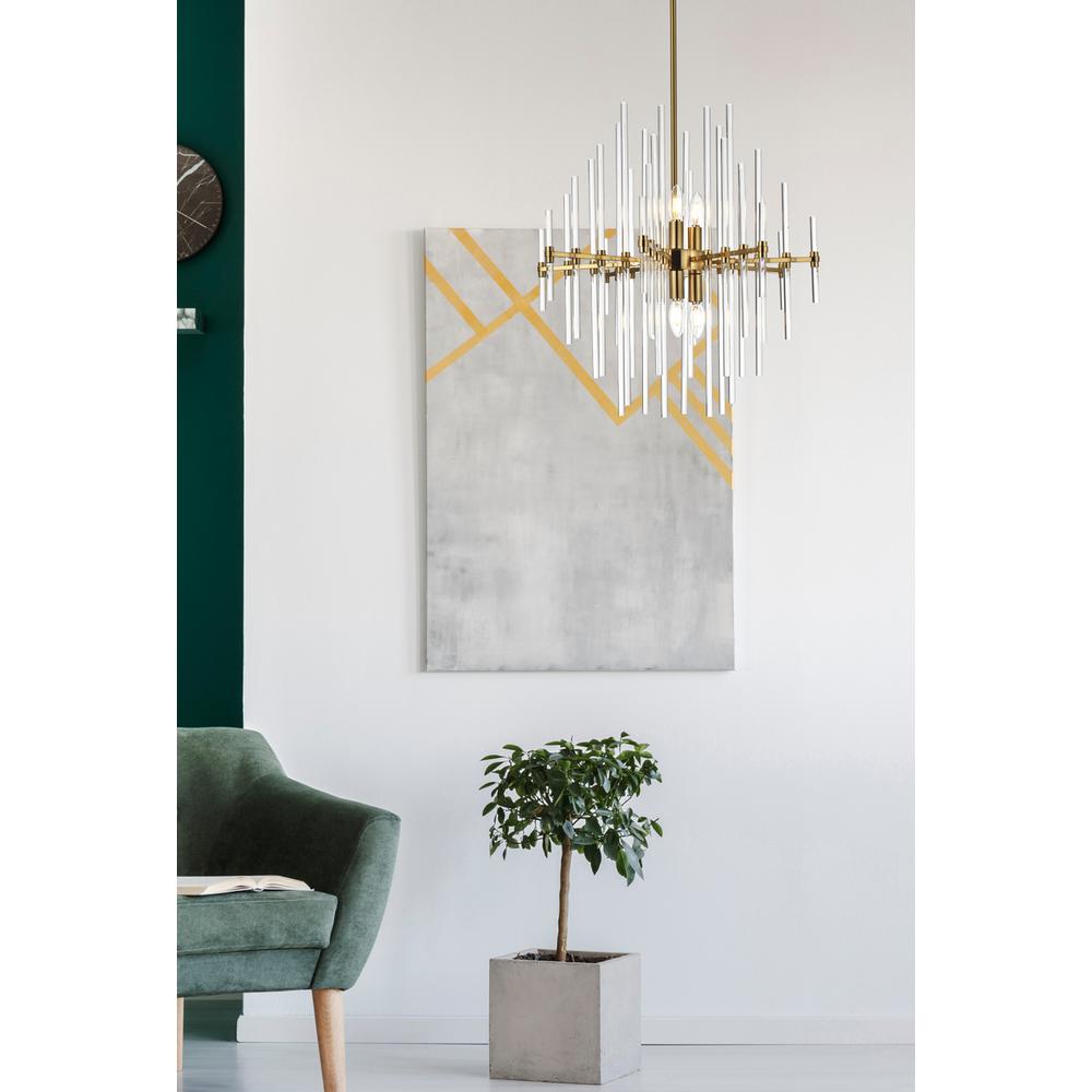 Sienna 23 inch crystal rod pendant in gold. Picture 9