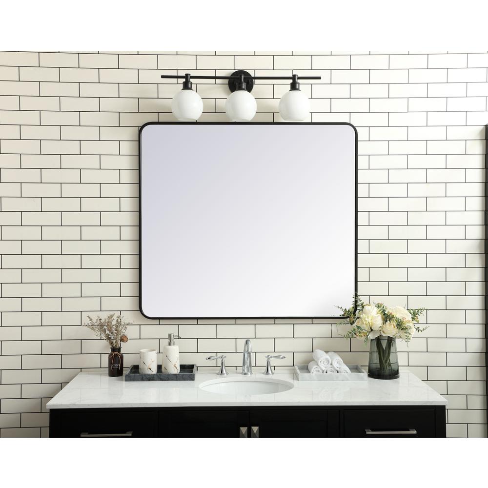 Soft corner metal rectangular mirror 36x40 inch in Black. Picture 9