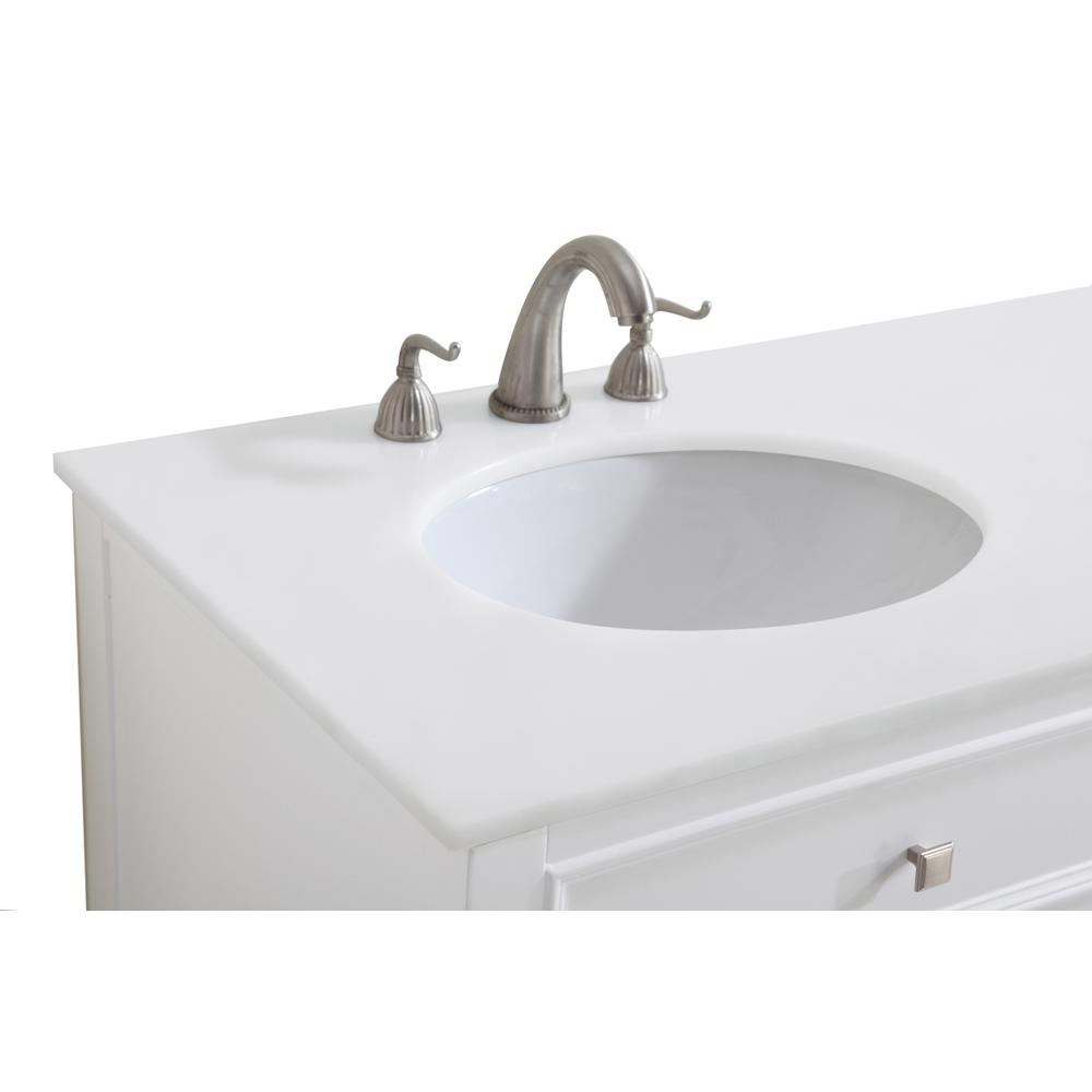 60 inch Double Bathroom vanity in White with ivory white engineered marble. Picture 7