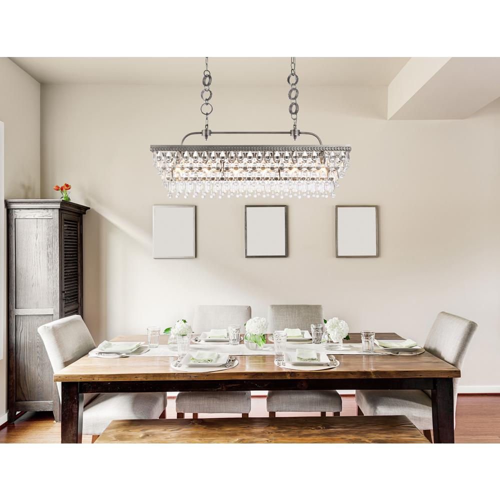 Nordic 40 inch rectangle pendant in antique silver. Picture 8