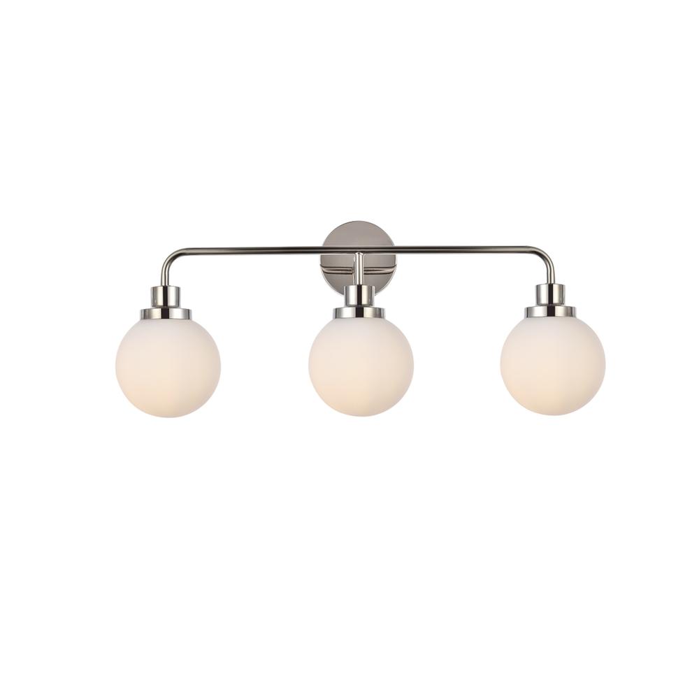 Hanson 3 lights bath sconce in polished nickel with frosted shade. Picture 1